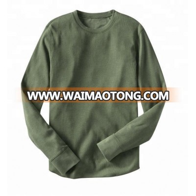 Waffle knit long sleeve men's t shirt