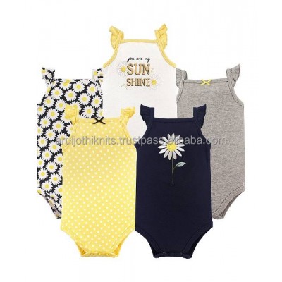 Cute Newborn Babies Sleeveless Romper 5 Pcs Pack Baby Bodysuit Baby Clothing Sets Summer Clothes Infant Cotton Boys Tops